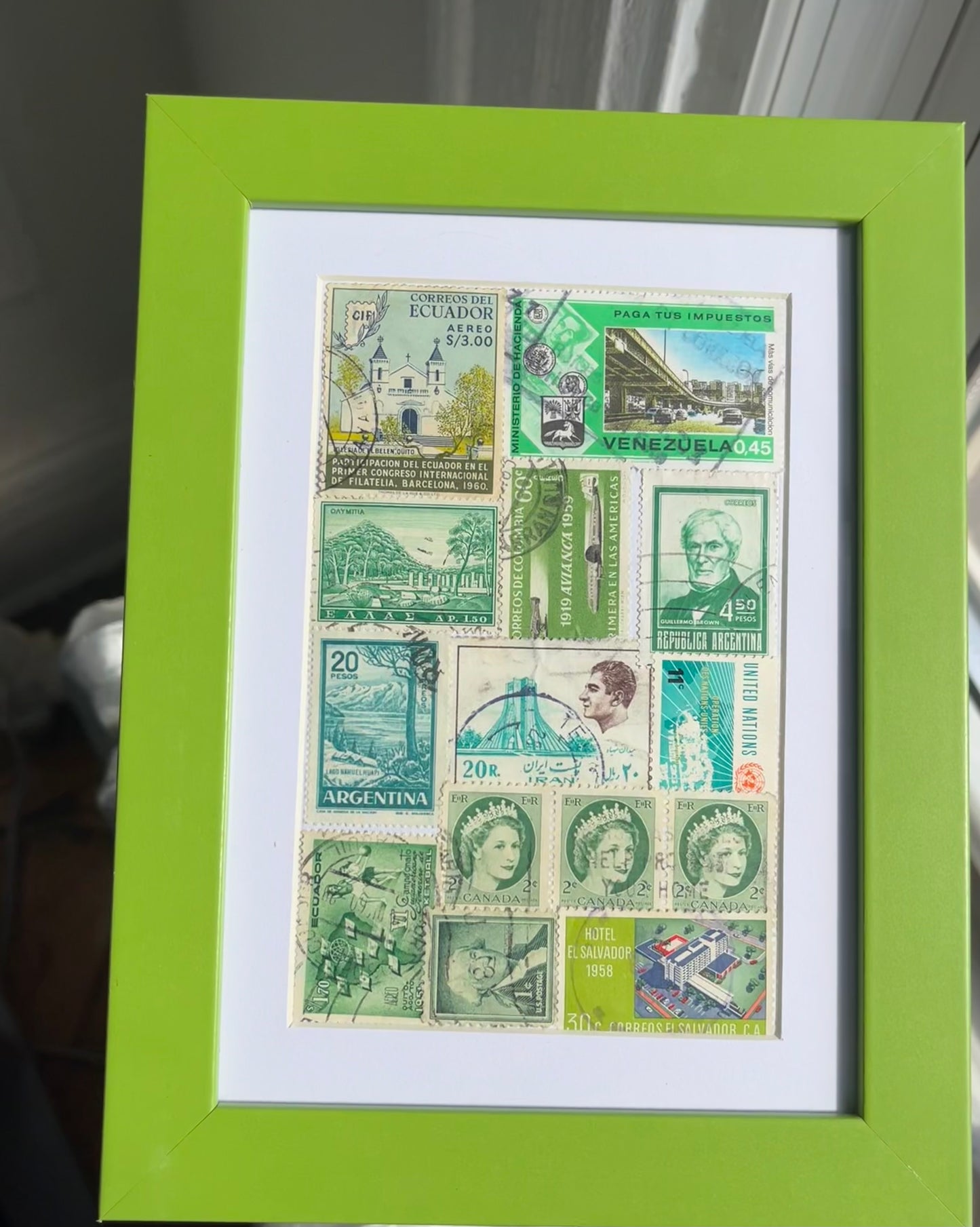 Framed Postage Stamp Collage