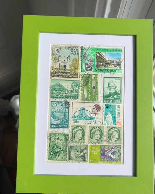 Framed Postage Stamp Collage