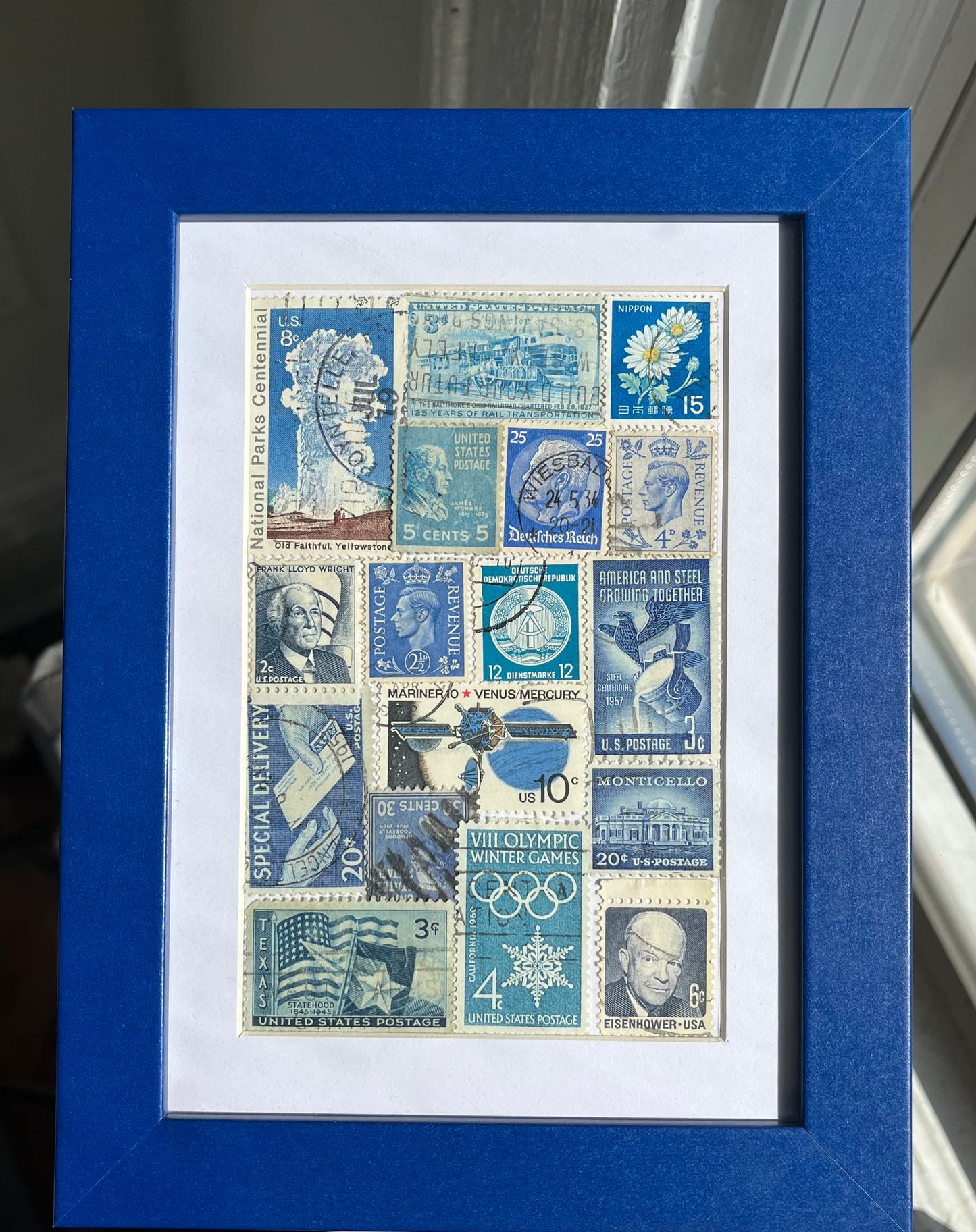 Framed Postage Stamp Collage