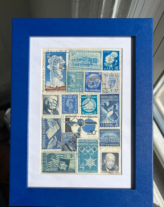 Framed Postage Stamp Collage